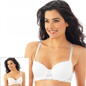 Lily of France White Lace Trim T-Shirt Bra